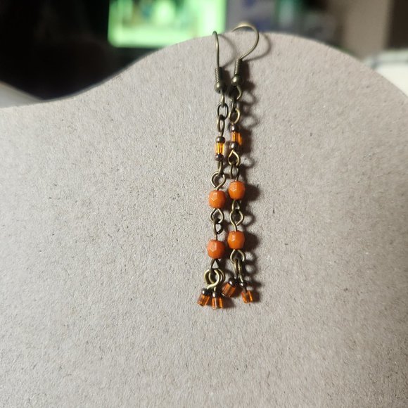 2" Bronze Hook Ethnic Dangle Earrings Artisan Design NWT Tony Alexander Jewelry - Picture 2 of 3